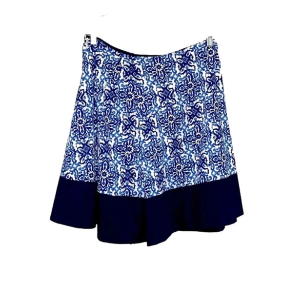 New Milly for Design Nation floral skirt blue white unlined side zipper medium - Picture 2 of 9